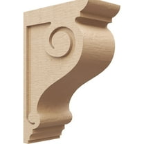 7"W x 14"D x 21"H Classic Scroll Rough Cedar Woodgrain TimberThane Corbel, Primed Tan