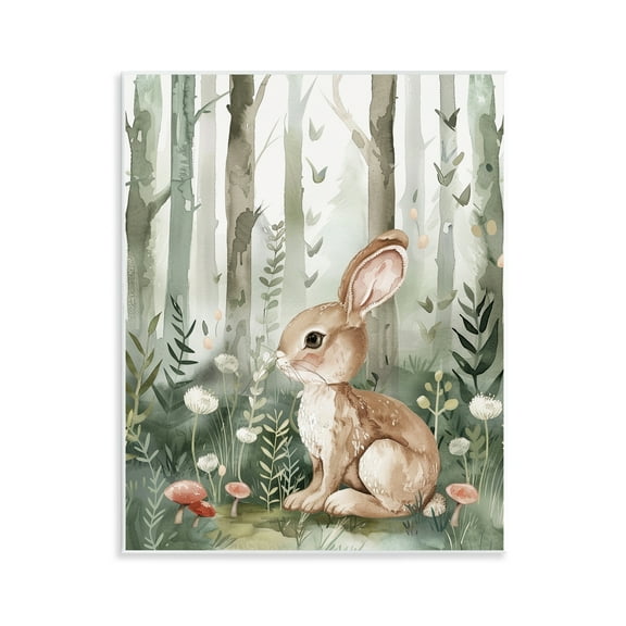 Stupell Industries Soft Woodland Bunny Landscape & Nature Painting Unframed Art Print Wall Art, 11 x 14