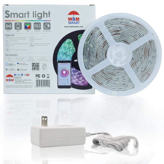WBM Care Smart Wi-Fi LED Strip Light 16.4 ft - 1 Pack, Color Changing RGB Light Strip
