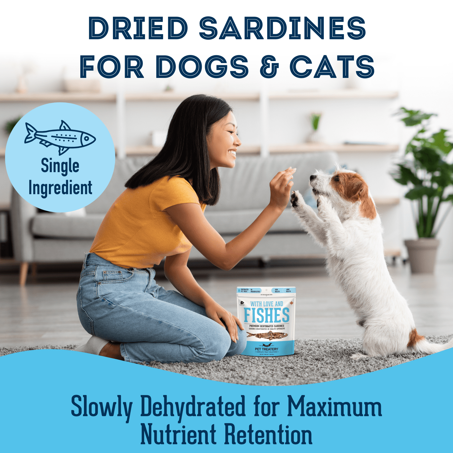 The Granville Island Pet Treatery Pure Proteins with Love and Fishes Sardine Treats for Dogs & Cats, 210 Gram