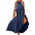 thumbnail image 2 of Women Dress Summer Sleeveless Maxi Dress Casual Flowy Ruffle Pleated Elegant Long Dresses, 2 of 9