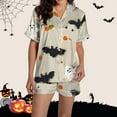 thumbnail image 6 of LIOJIN Halloween Pajamas Women,Women's Graphic Printed Satin Short Sleeve Button Pajama Set, 6 of 6