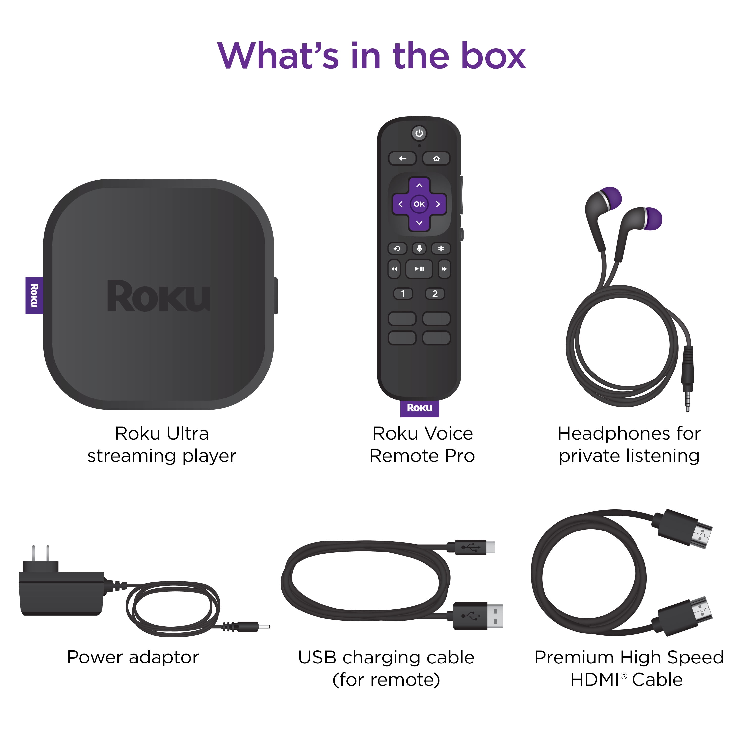Roku Ultra 4K/HDR/Dolby Vision Streaming Device and Roku Voice Remote Pro  with Rechargeable Battery - 4802R