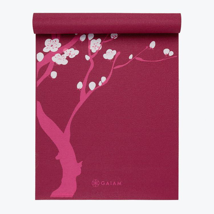 LOC- Gaiam Bloom Yoga Pilates Exercise Mat Pink 3mm 68"L x 24"W x 3mm Thick 