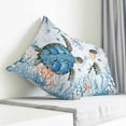 thumbnail image 4 of Throw Pillow Covers 26x26 Inch, Turtle Decorative Pillow Cases for Couch Sofa Bed, Blue Coastal Starfish Ocean Coral Nautical Cotton Linen Square Home Decor Pillowcases with Hidden Zipper, 4 of 7