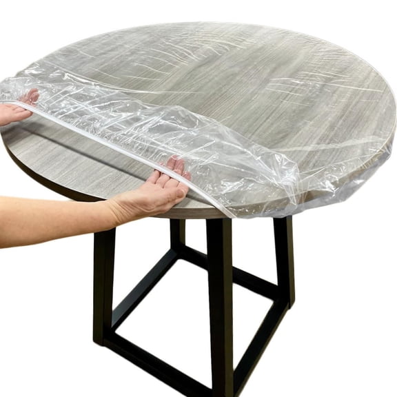 Evelots Plastic Table Cover - Clear Round Fitted Vinyl Tablecloth for 57-65 Inch Diameter Tables - Waterproof - Heavy-Duty - Elasticized - Easy to Wipe - Indoor Outdoor Use