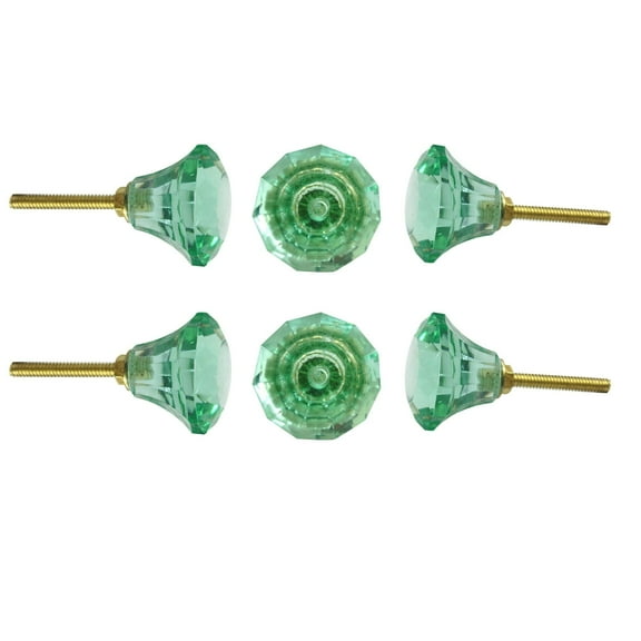 Set Of Six Mint Cut Glass Cabinet Knobs by Perilla Home
