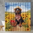 thumbnail image 2 of Vintage Bloodhound Says Hello Mother's Day Summer Sunflower Field Shower Curtain Dog Lover Waterproof Bathroom Bathtub Curtain - 12005, 2 of 5