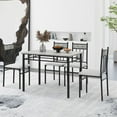 thumbnail image 7 of Costway 5 Piece Faux Marble Dining Set Table and 4 Chairs Kitchen Breakfast Furniture Grey, 7 of 7