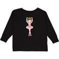 thumbnail image 3 of Inktastic Ballerina with Two Buns Girls Long Sleeve Toddler T-Shirt, 3 of 5