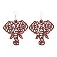 thumbnail image 3 of RSAMD Wood Hollow Elephant Statement Earrings for Women Wooden Boutique Jewelry-Red, 3 of 7