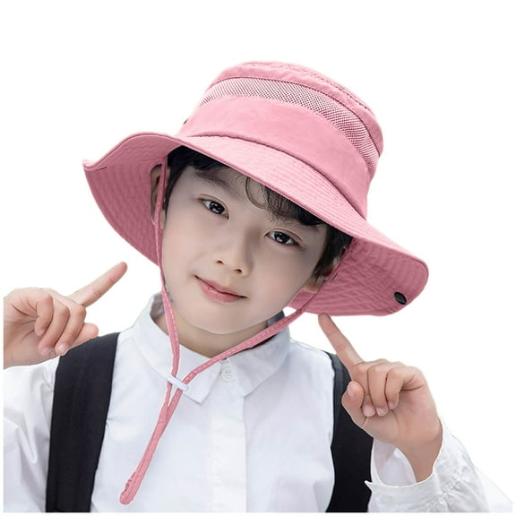 UAYOTSE Outdoor Kids Sun Hat for Boys Girls Wide Brim Mesh Bucket Hat UPF 50  Sun Breathable Summer Fishing Hat(G-Yellow)