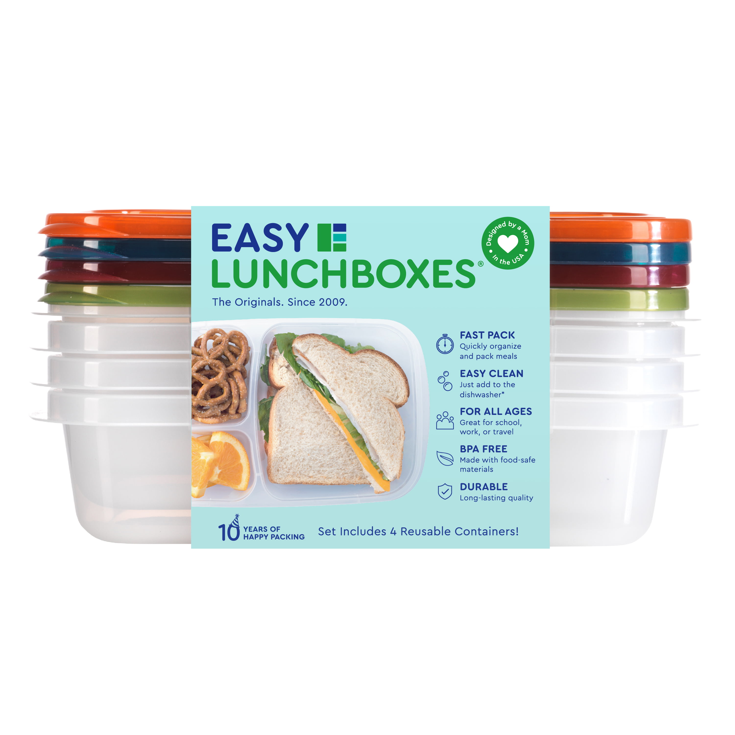 EasyLunchboxes® – Patented Design Bento Lunch Boxes – Reusable 5