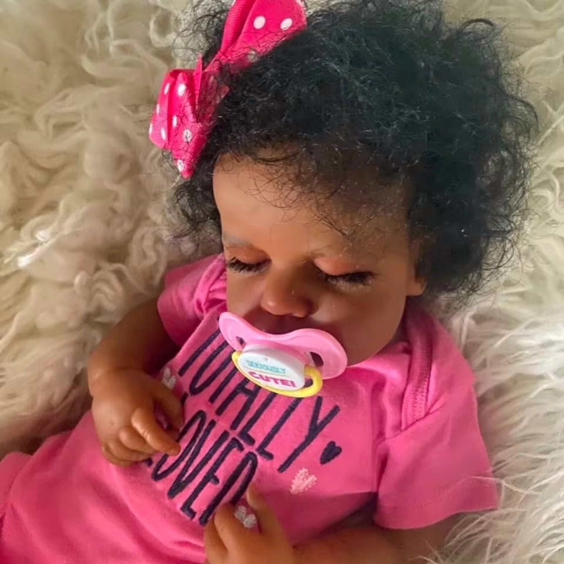 20 Inch Black Reborn Baby Doll – Lifelike African American Soft Cloth Body Doll – Realistic Handmade Toy for Girls Age 3+