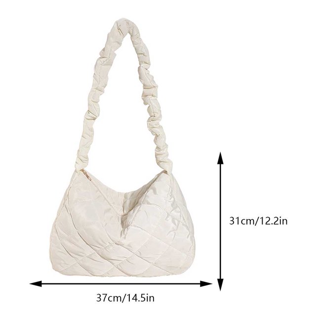 Bolsos de mano acolchados para mujer Bolsos de hombro Hobo de nube de moda de gran capacidad (blanco)