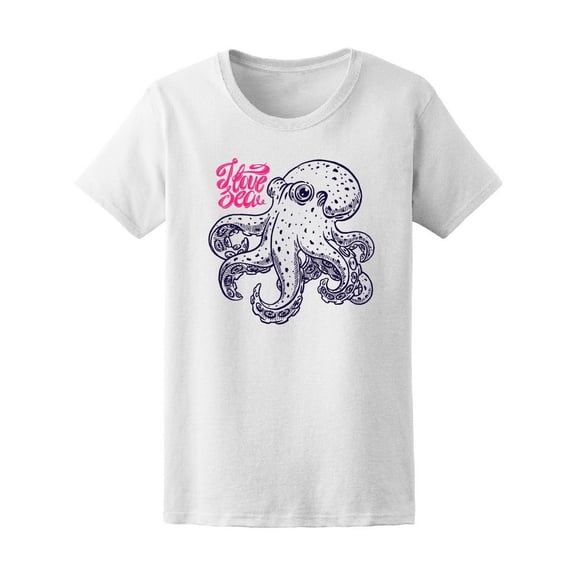 I Love Sea Cute Squid Tee Women's -Image by Shutterstock