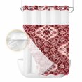 thumbnail image 2 of Red Boho No Hook Shower Curtain Waterproof, Bathroom Curtains with Snap in Liners and See Through Top Window, Ethnic Tribal Abstract Traditional Floral Hotel Style Bathtub Curtains Shower 72"Wx96"L, 2 of 8