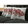 thumbnail image 5 of Ambesonne Octopus Throw Pillow Cover 4 Pack, Pink Watercolor Animal, 24", Red Pink, 5 of 5