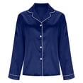 thumbnail image 6 of Womens Satin Pajamas Shirt Silk Long Sleeve Sleepwear Tops Button Down Loungewear Soft Lightweight Pjs Nightwear, 6 of 7