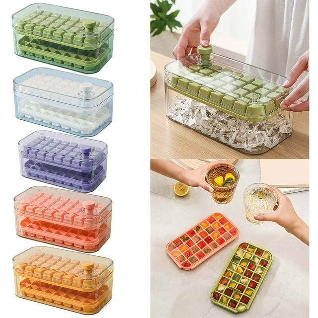 Fiudx Hielera, Material Apto para Uso Alimentario, Liberación de Cubitos de Hielo con Un Solo Clic, Fabricación de Hielo En La Capa Superior, Almacenamiento En La Capa Inferior, Fácil Desmoldeo, Dise