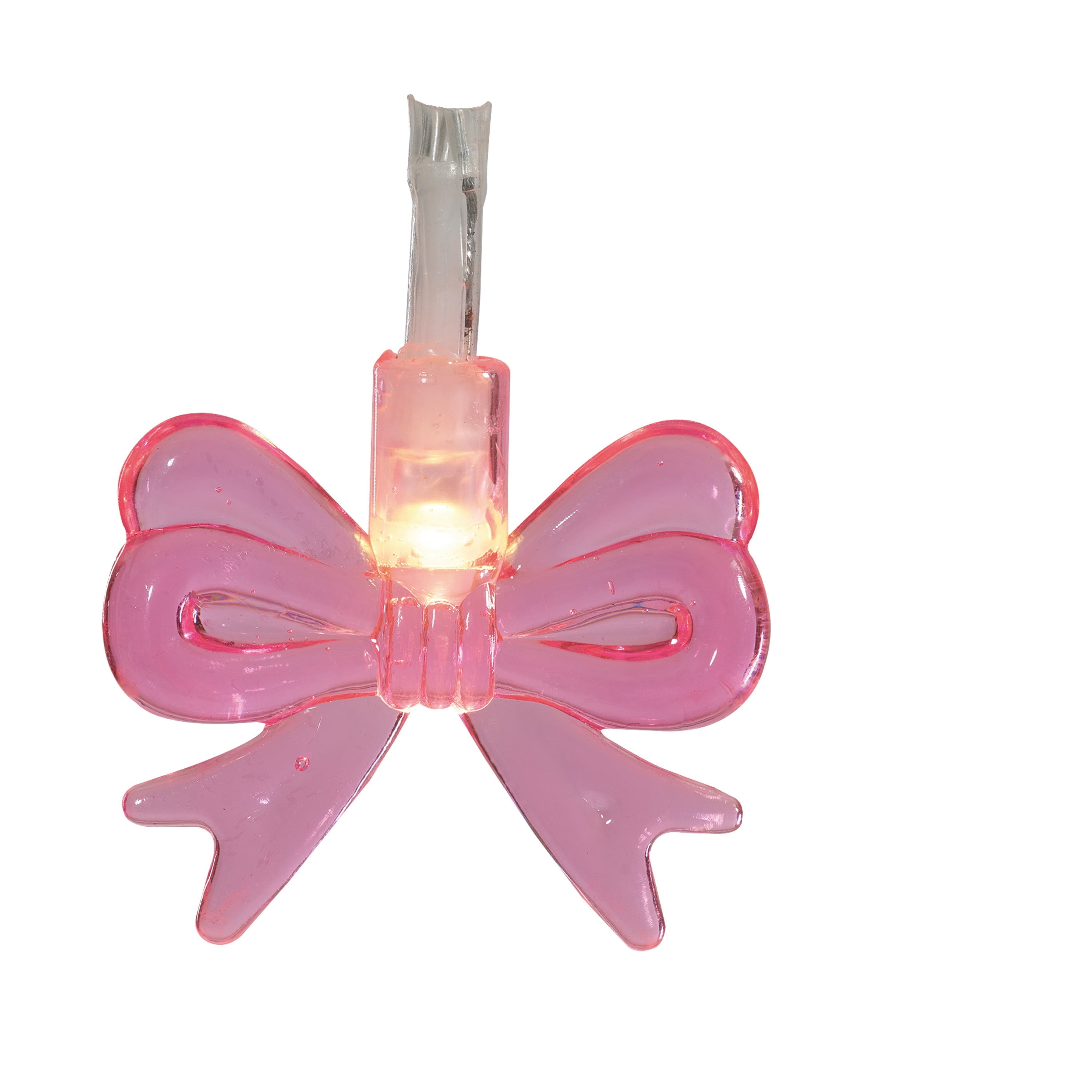 Indoor 10-Count Battery-Operated LED Bow Christmas String Lights, Pink, Transparent Wire, 4.5', by Holiday Time
