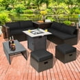 thumbnail image 3 of Topbuy 9 Steel Sectional Outdoor Conversation Sets with Sofa and Table, Brown/Black, 3 of 10