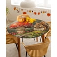 thumbnail image 4 of Round Fitted Tablecloths Fall Squirrel Mushroom Plant Waterproof Table Cover for Kitchen Dining Party Decor Nature Forest Landscape,36"-44", 4 of 6