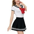 thumbnail image 2 of CutiePlusU Button Crotch Onesie Adult Romper Bodysuit Cosplay Magical Sailor Onesie Skirt Set-BlackWhite S, 2 of 5