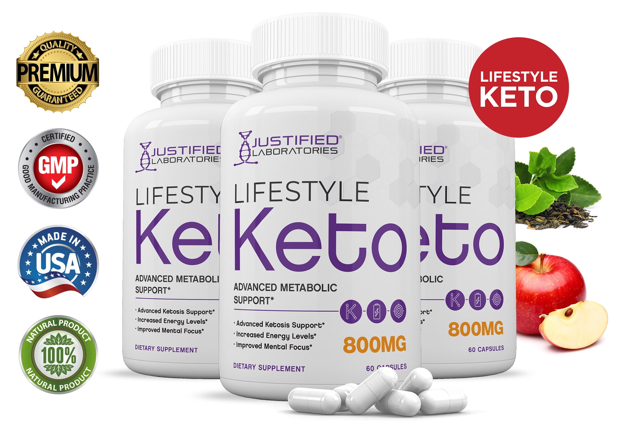 (3 Pack) Lifestyle Keto Pills Includes Patented goBHB® Exogenous Ketones Advanced Ketogenic Supplement Ketosis Support for Men Women 180 Capsules