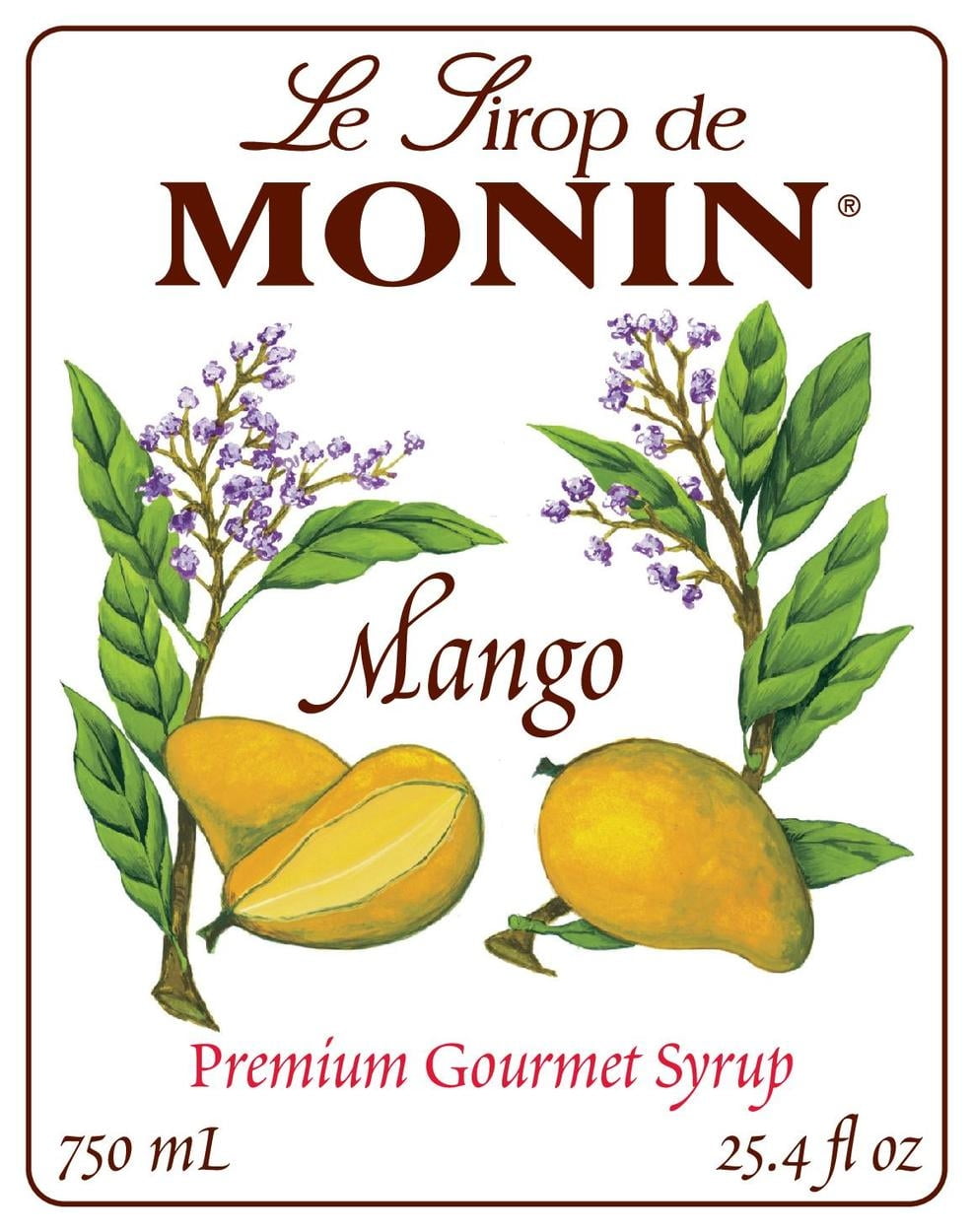 Monin - Mango Syrup, Tropical and Sweet, Great for Cocktails, Sodas, and Lemonades, Gluten-Free, Non-GMO (750 ml)