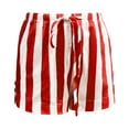 thumbnail image 4 of Stephy Drawstring Striped Shorts for Women Wide Leg Casual Shorts Pajama Bottoms Pj Shorts, Red, S, 4 of 4