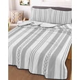 thumbnail image 3 of Quilts Twin-XL Size Bedding Set, Grey Line Striped Lightweight Quilted Comforter, Farmhouse Modern Geometric Stripes Soft Reversible Bedspread Coverlet with Pillow Covers for All Season, 68" x 98", 3 of 7