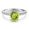 thumbnail image 3 of Gem Stone King 925 Silver and 10K Rose Gold Green Peridot and Lab Grown Diamond Engagement Ring for Women | 1.65 Cttw | Round 7MM | Gemstone August Birthstone | Size 9, 3 of 6