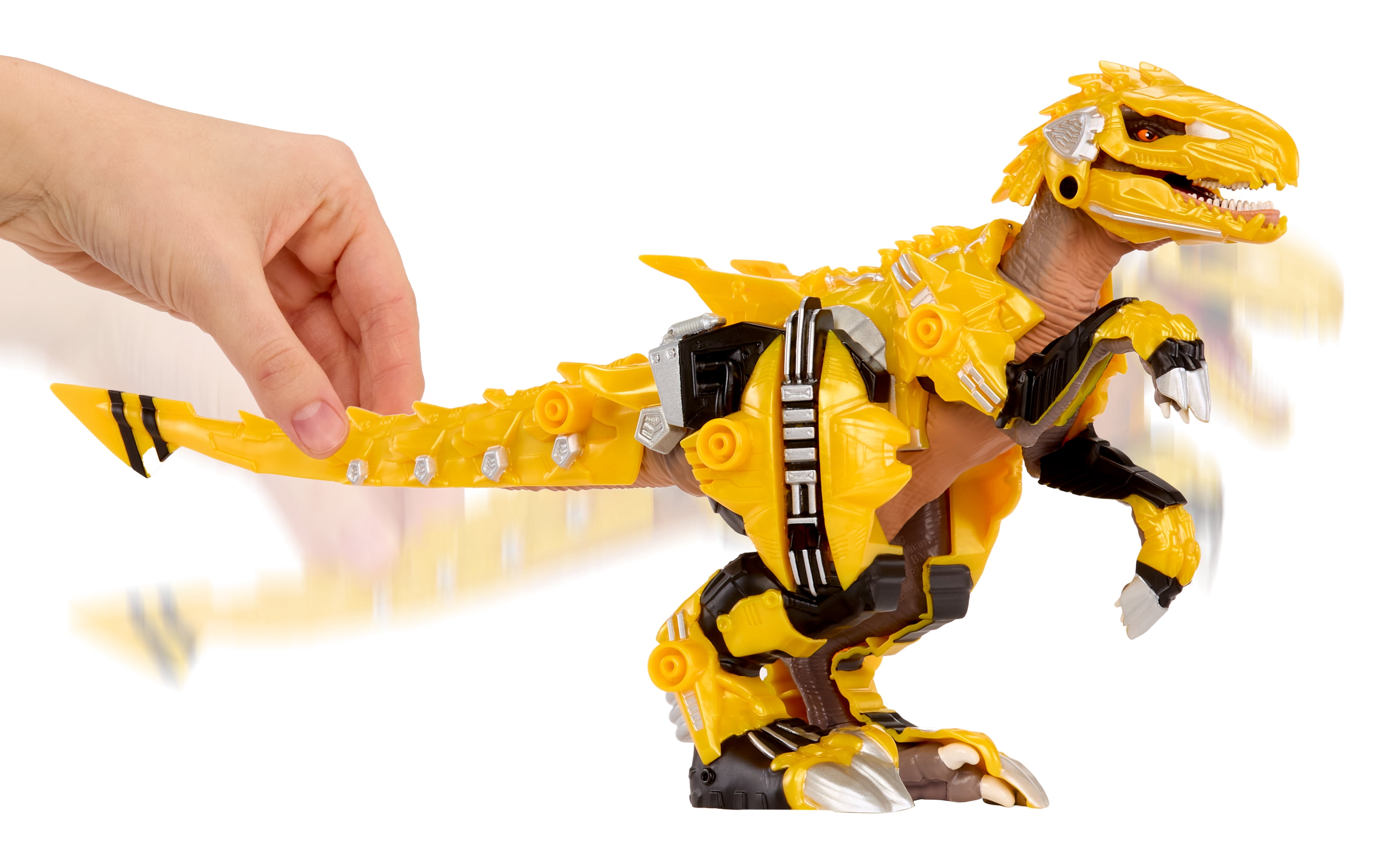 Armorsaurs Armor-Up Yellow Raptor Dinosaur Blaze Toy Figure with 7 Removable Armor Pieces and Tail-Triggered Chomp Action, Kids, Boys, Girls, Ages 6+