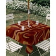 thumbnail image 3 of Square Outdoor Tablecloth with Umbrella Hole Brown Abstract Line Outside Table Cloth Waterproof Patio Table Cover Geometric Distortion Texture Fluid Art Zipper Tablecloths for Picnic 54x54 Inch, 3 of 8