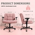 thumbnail image 4 of Waleaf Criss Cross Chair with Flip-Up Arms & Airbag Lumbar Support, Wide Seat Office Chair on Wheels, Pink, 4 of 8