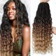 thumbnail image 1 of 24 Inch Faux Locs Crochet Hair 6 Packs Soft Locs Crochet Hair Pre Looped Curly Wavy Goddess Locs Crochet Braids for Women 1B/30/27, 1 of 5