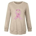 thumbnail image 3 of Women's Pink Ribbon Sweatshirt Breast Cancer Awareness Heart Print Pullover Long Sleeve Casual Loose Tops, 3 of 3