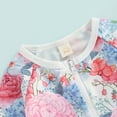 thumbnail image 5 of Bagilaanoe Toddler Baby Girl One-Piece Swimsuit Floral Print Long Sleeve Zipper Rashguard Swimwear 6M 12M 18M 24M 3T 4T Kids Ruffle Bathing Suit, 5 of 7