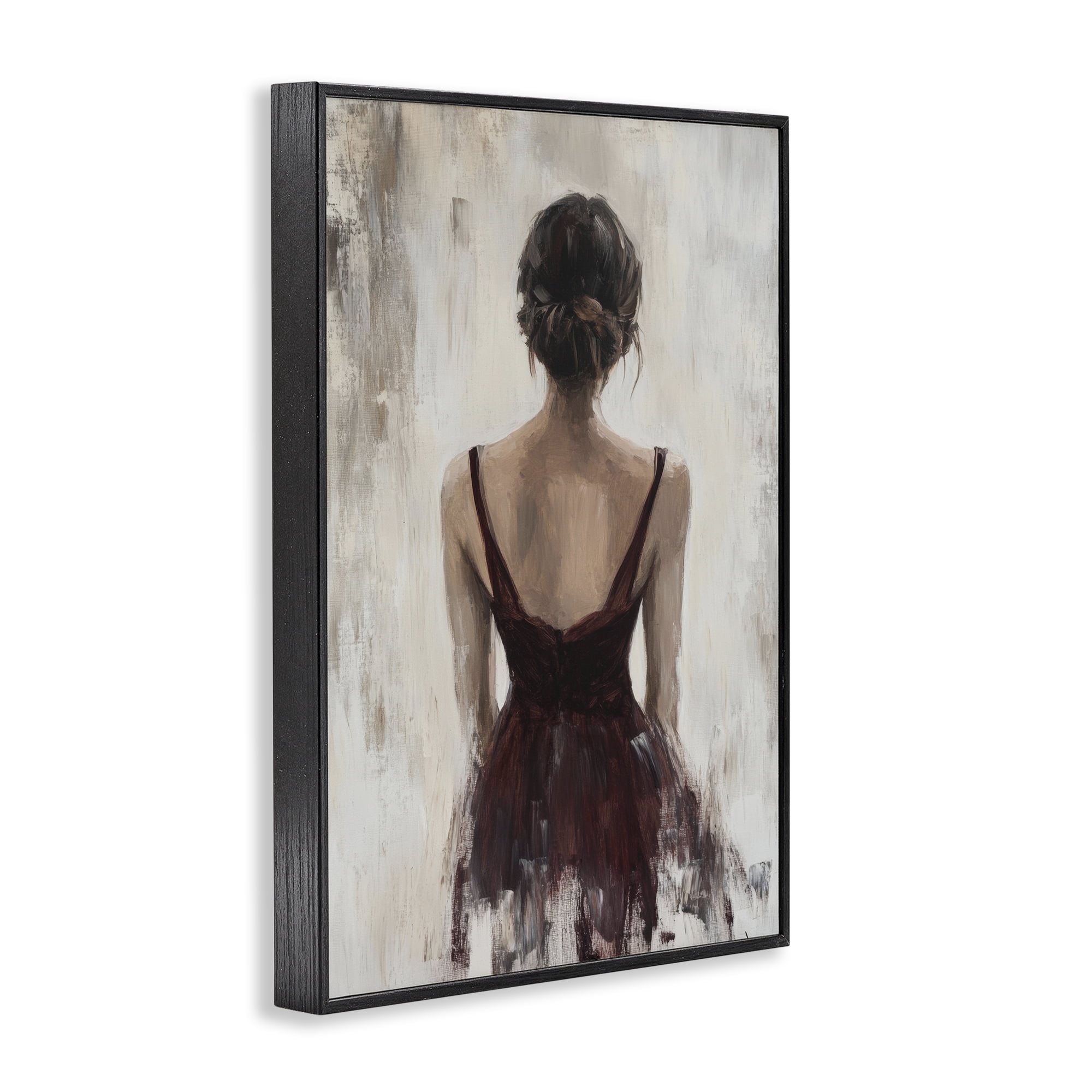 Stupell Industries Portrait of Woman in Burgundy Black Framed Giclee Art, design by Petal Prints Design