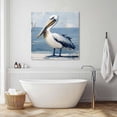 thumbnail image 3 of Seaside Pelican Wall Art Painting on Canvas, Blue Rustic Art Ocean Birds Canvas Art Home Prints Wall Art Framed Modern Artwork for Living Room Bedroom Wall Decor 20x20in, 3 of 9