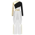 thumbnail image 2 of iiniim Women's Liturgical Praise Dance Outfit Color Block Lyrical Dance Maxi Dress with Wide Leg Pants White XL, 2 of 7