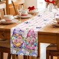 thumbnail image 5 of Blue Purple Gnomes Table Runner - 70 Inch Long Spring Hydrangea Flower Leaf Pink Plaid Cotton and Linen Blended Dress Scarves Farmhouse Table Runner for Kitchen Dining, Coffee Table, 13" x 70", 5 of 8