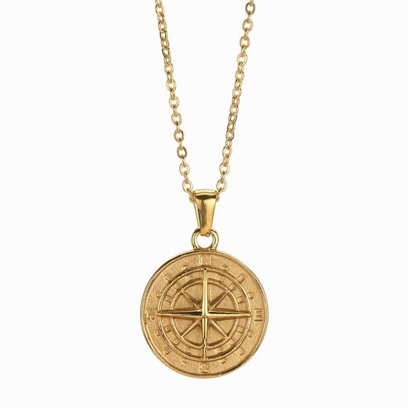 Vintage Compass Necklace Fashion Men Neckchain Waterproof Pendant Choker Chain