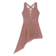 thumbnail image 5 of Alvivi Women Halter Neck Lyrical Ballet Dance Dress Modern Contemporary Figure Skating Costume Dusty Pink S, 5 of 7