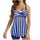 thumbnail image 2 of Trajes de baño Amzcrzy Tankini para mujer, trajes de baño, traje de baño con control de abdomen, traje de baño estampado para mujer, conjunto de bikini y pantalón de moda, azul claro, M, 2 of 6