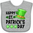 thumbnail image 3 of Inktastic Happy St. Patrick's Day Green Hat and Clovers Boys or Girls Baby Bib, 3 of 4