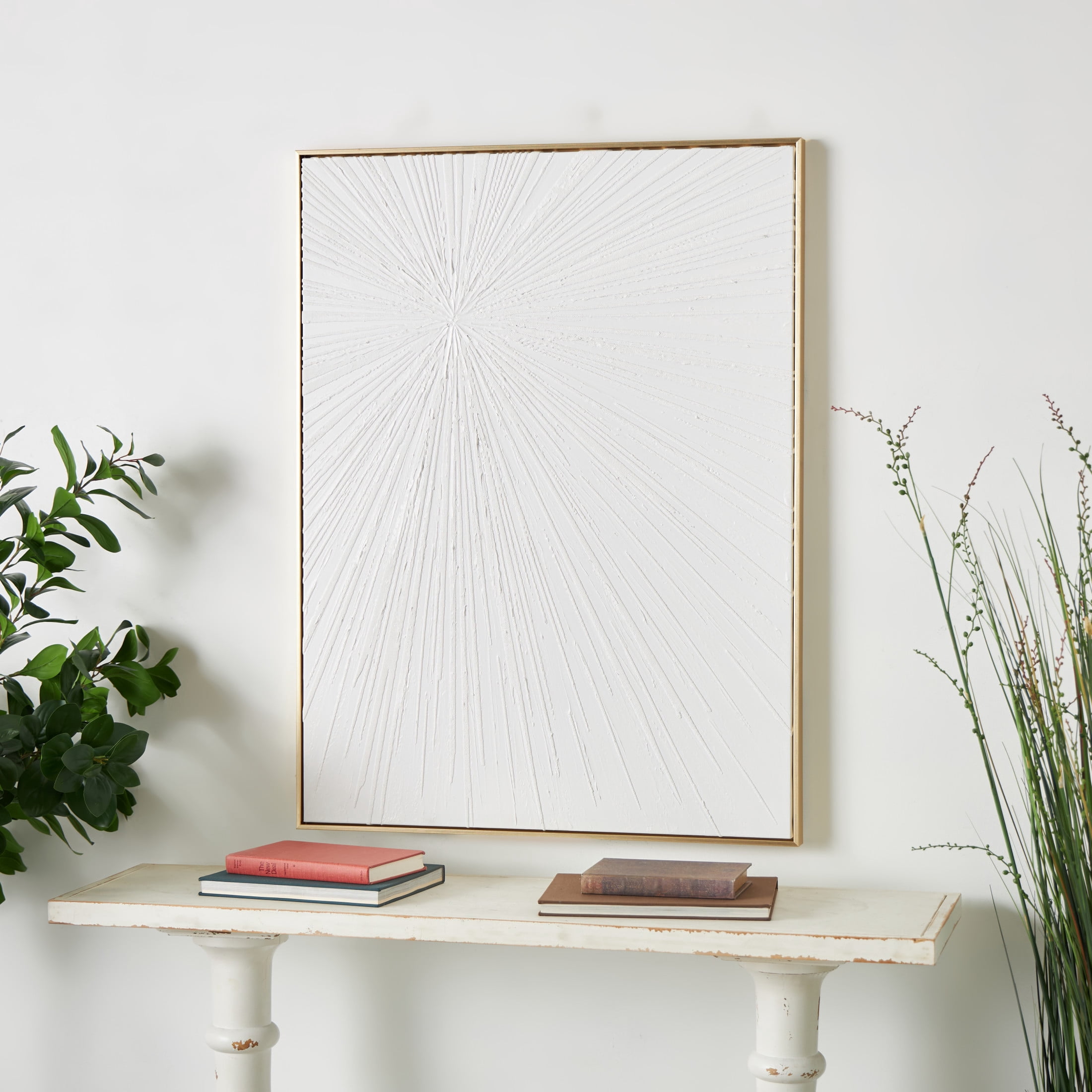 30" x 40" Textured Starburst Framed Wall Art with Gold Frame, by DecMode