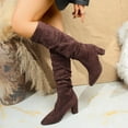 thumbnail image 6 of Purcolt Mid-Calf Boots for Women Vintage Trendy Faux Suede Pointed Toe Block Heel Booties Comfort Casual Non-Slip Pull-on Western Cowgirl Boots for Club Concert Trave, 6 of 9