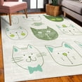 thumbnail image 3 of Cat Decorative Rug, Pets Moustache Bow Tie Hat Crown Fluffy and Fish Humor Faces Graphic, Quality Carpet for Bedroom Dorm and Living Room, 6 Sizes, Almond Green, by Ambesonne, 3 of 4